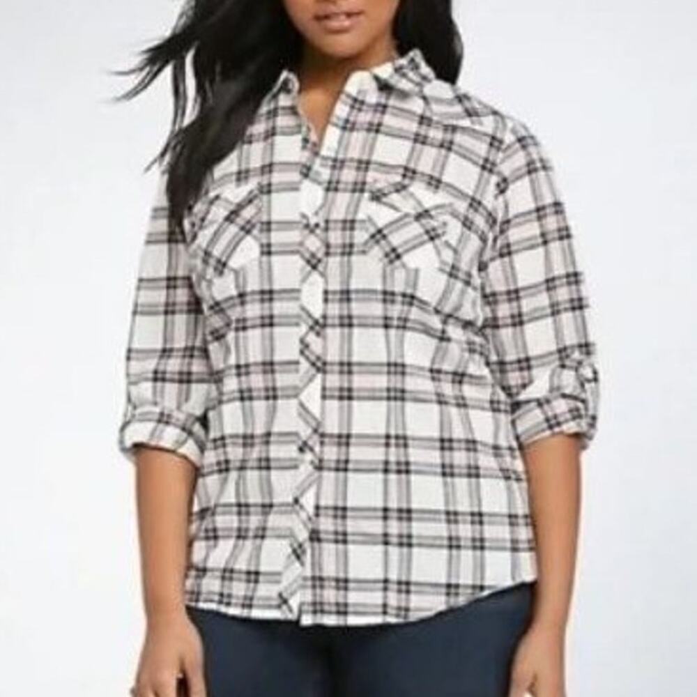 Torrid Plaid Button Shirt Plus Size 2X Grunge Cotton Breathable Lightweight